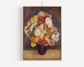 Bouquet of Chrysanthemums | Auguste Renoir, 1881 | Floral Art, Bouquet Art, Kitchen Art, Floral Print | Gallery Print