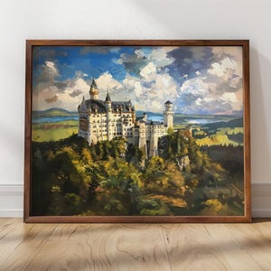 Neuschwanstein in Summer | Framed Print | Scenic Landscape, European Castle Art, Castle Wall Decor