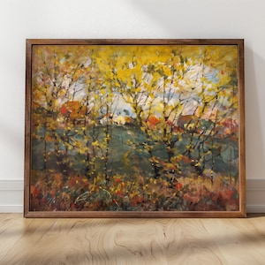 Royal Oak, William Henry Holmes / Campo de otoño, Casa de campo moderna, Arte mural con colores otoñales, Impresión de póster enmarcado (1932)