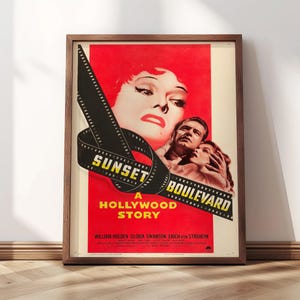 Sunset Boulevard Movie Poster | Framed Print | 1950 | Retro Noir Poster, Iconic Movie Artwork, Hollywood Film Poster