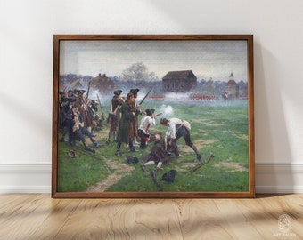 The Battle of Lexington (1910) | Lexington Concord, Patriotic Art, Stars and Stripes, Independence Day, Framed Art