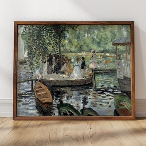 Auguste Renoir, La Grenouillere | Famous Artwork, Impressionist Art, Antique Home Decor, Framed Oil Painting (1869)