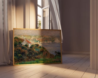 オーギュスト・ルノワール、ガーンジー島の霧 | 額入り油絵、海岸の