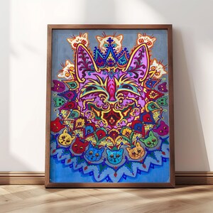 Psychedelic Cats | Framed Print | Louis Wain, 1930s | Psychedelic Print, Retro Cat Poster, Cat Illustration