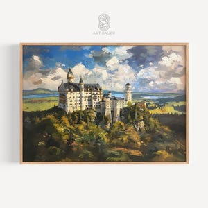Neuschwanstein in Summer | Scenic Landscape, Bavarian Castle Art, Castle Wall Decor, Castle Artwork | Gallery Print