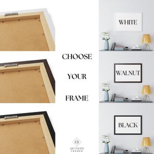 May include: Three framed prints showing different frame colors: white, walnut, and black. The text "Choose Your Frame" is displayed in the center of the image.