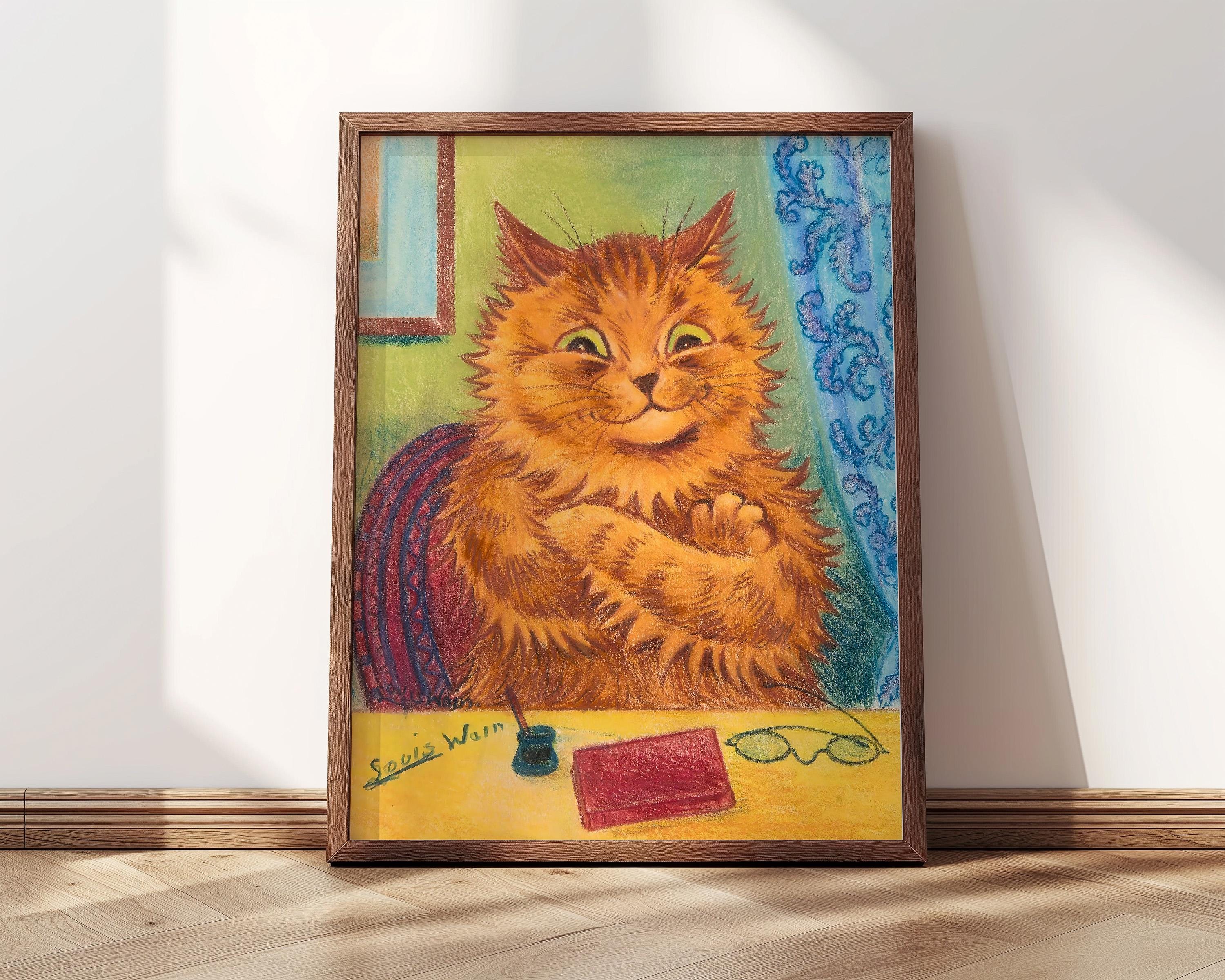 Literary Orange Cat | Framed Print | Louis Wain, 1920s | Orange