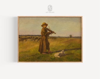 Pastor de vacas / Jozef Chelmonski, 1897 / Arte popular polaco, Arte polaco, Arte de escena rural / Impresión de galería