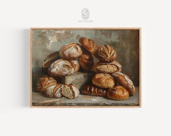 Bread Variety | Bread Art Print, Gourmet Bakery Illustration, Perfect for Kitchen Decor, Bread Lover Gift | Gallery Print