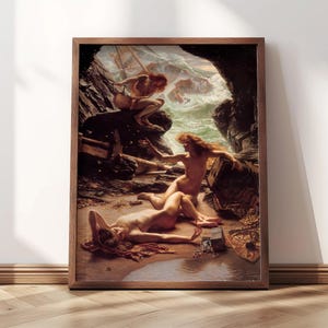 Cave of the Storm Nymphs | Framed Print | Edward Poynter, 1903 | Nymphs Painting, Mythological Art, Sirens Artwork