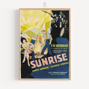 Sunrise, A Song of Two Humans Movie Poster, 1927 | Academy Award, Silent Film Poster, FW Murnau | Gallery Print