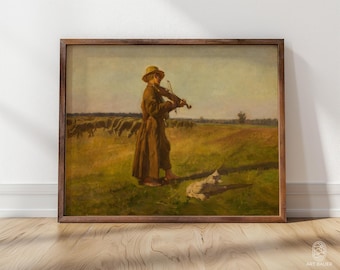 Cowherd | Framed Print | Jozef Chelmonski, 1897 | Polish Folk Art, Polish Art, Rural Scene Art