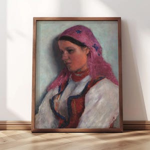 Mädchen aus Bronowice | Gerahmter Druck | Gierymski, 1893 | Weibliches Porträt, Polnisches Meisterwerk, Elegantes Mädchen Kunstwerk