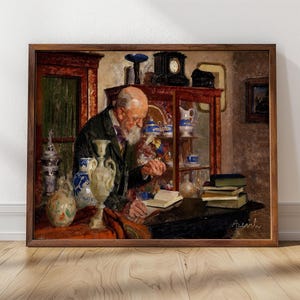 Porcelain Collector | Framed Print | Adolf Reich, 1924 | Elegant Art Print, European Art, Art for Collectors, Classic Art Print