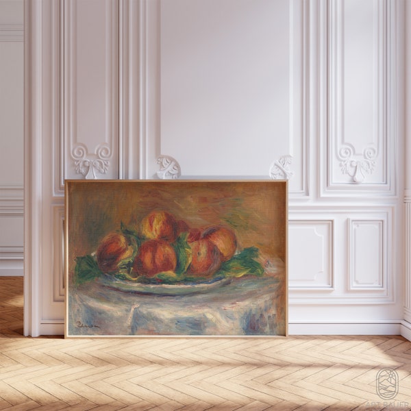Auguste Renoir, Peaches on a Plate | Fruit Art Print, French Kitchen Decor, Oil Painting Print, Art Poster (1902)