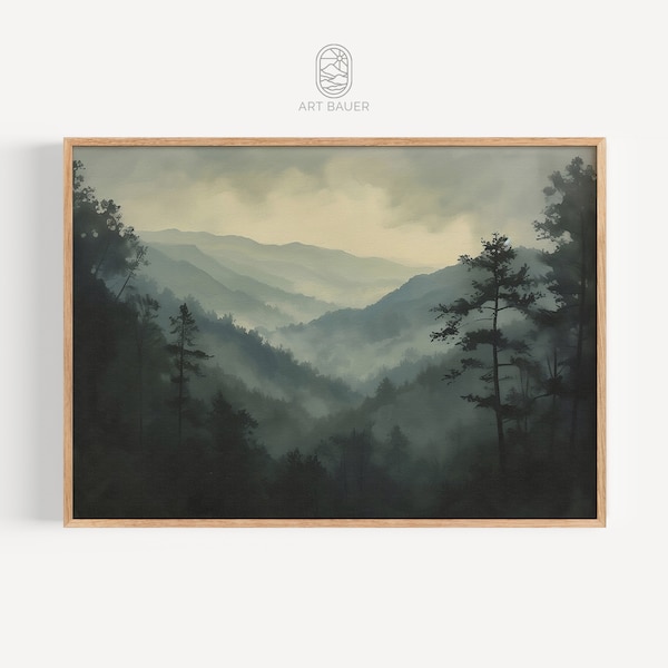 Smoky Mountains | Widok na góry, Wystrój wiejski, Wydruk Smoky Mountain, Sztuka ścienna Smoky Mountain, Wydruk górski | Wydruk z galerii
