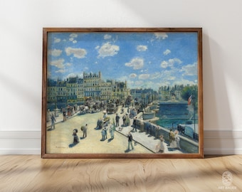 Auguste Renoir, Pont Neuf Paris / Lámina enmarcada de París, póster vintage de París, arte impresionista francés, decoración francesa (1872)