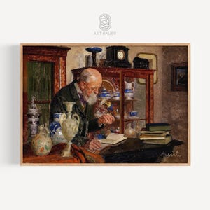 Porcelain Collector | Adolf Reich, 1924 | Elegant Art Print, European Art, Art for Collectors, Classic Art Print | Gallery Print