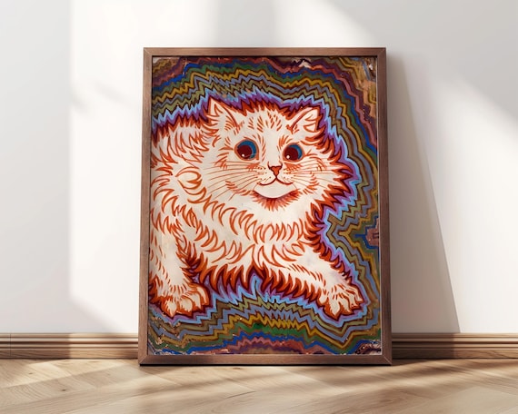 万華鏡の猫｜額入りプリント｜ルイス・ウェイン、1930年代