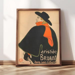 Aristide Bruant in his Cabaret | Framed Print | Toulouse-Lautrec, 1893 | Cabaret Print, French Wall Art, Cabaret Poster