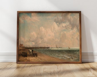 Yarmouth Jetty, John Constable (1822) | Küstendekor, Landschaftsmalerei, englische Vintage Kunst, gerahmte Constable Art
