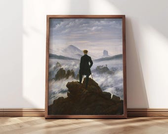 Caminante sobre un mar de niebla / Lámina enmarcada / Caspar Friedrich, 1818 / Arte de montaña, Pasión por los viajes, Paisaje brumoso