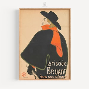 Aristide Bruant in his Cabaret | Toulouse-Lautrec, 1893 | Cabaret Print, French Wall Art, Cabaret Poster | Gallery Print