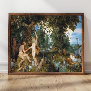Garden of Eden with the Fall of Man | Framed Print | Peter Paul Rubens, 1615 | Adam and Eve, Biblical Art, Genesis Painting