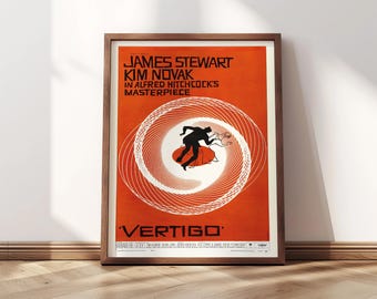 Vertigo filmposter, 1958 | Iconische filmposter, klassieke bioscoopkunst, Alfred Hitchcock, thrillerprint | Posterafdruk
