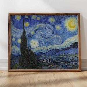 Vincent Van Gogh, The Starry Night | Celestial Art Print, Van Gogh Art, Famous Artwork, Starry Night Frame (1889)