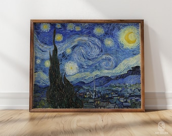 Vincent Van Gogh, La nuit étoilée | Impression d'art céleste, art Van Gogh, oeuvre d'art célèbre, cadre nuit étoilée (1889)