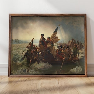 Washington steekt Delaware over | Ingelijste print | Leutze, 1851 | Revolutionaire kunst, Amerikaanse geschiedenisdruk, Amerikaanse geschiedenis