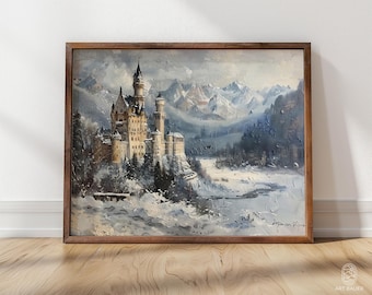 Märchenschloss im Winter | Gerahmter Druck | Winter-Kunst, Winter-Schloss, Märchen-Druck, Winterszene