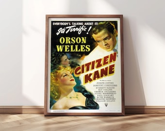 Citizen Kane Movie Poster | Framed Print | 1941 | Vintage Film Poster, Retro Film Art, Film Noir Poster, Orson Welles