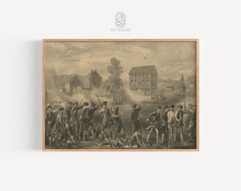 Battle of Lexington, John Daniels (1903) | Colonial America Decor, Revolutionary War, Fourth of July, American Art Print | Gallery Print