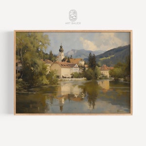 Alpine Village | Alpine Landscape, Lake House Decor, Wall Art Print, Alps Art, Alpine Decor, Charming Home Decor | Gallery Print