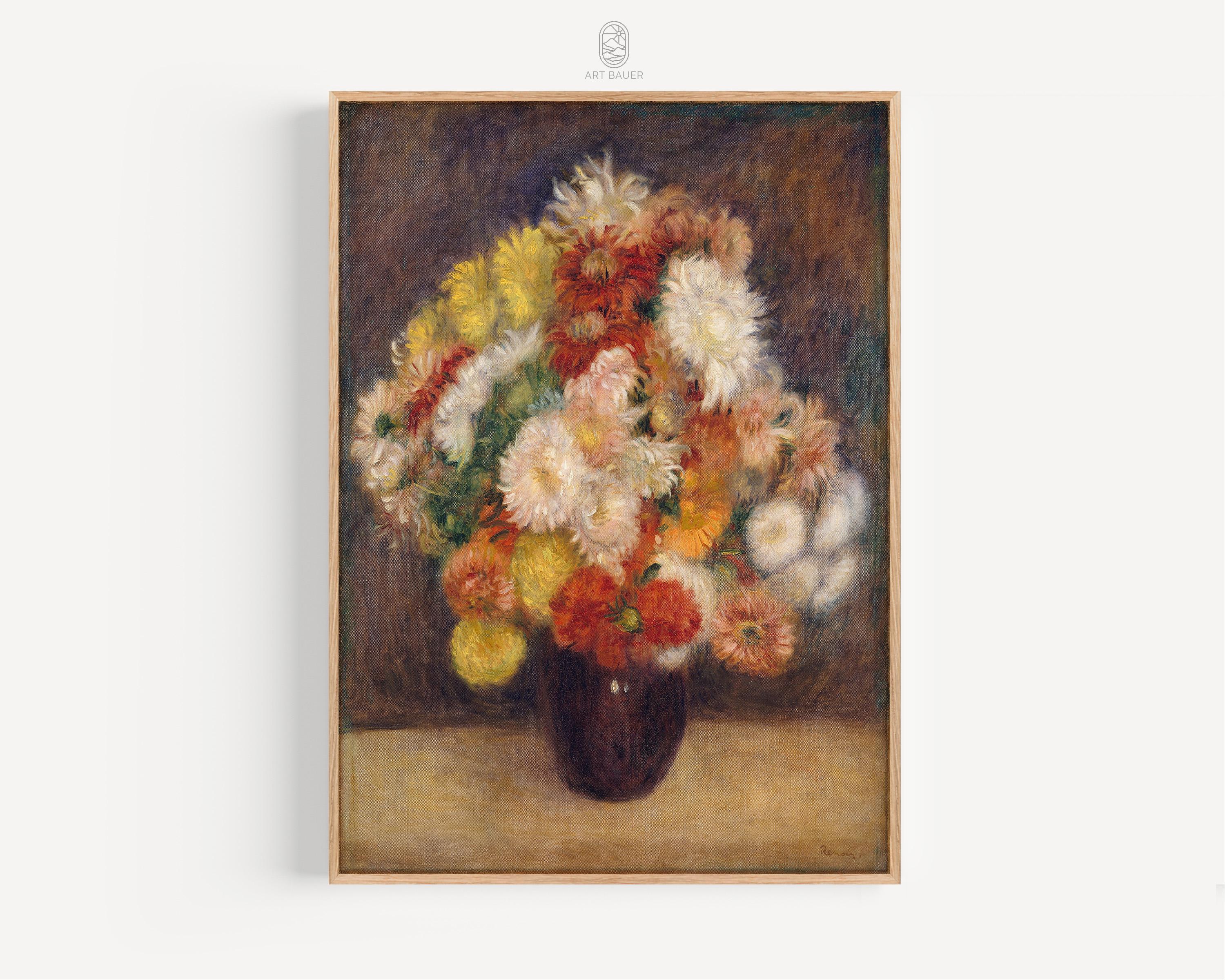 菊の花束 | 額入りプリント | オーギュスト・ルノワール、1881年 | 花