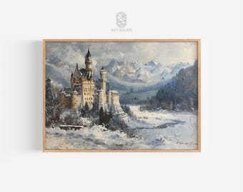 Märchenschloss im Winter | Winter Dekor, Winter Schloss Kunst, Märchen Print, Winterszene | Galerie Druck