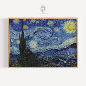The Starry Night, Vincent Van Gogh | Celestial Art Print, Starry Night Painting, Famous Artwork, Starry Night Poster | Gallery Print