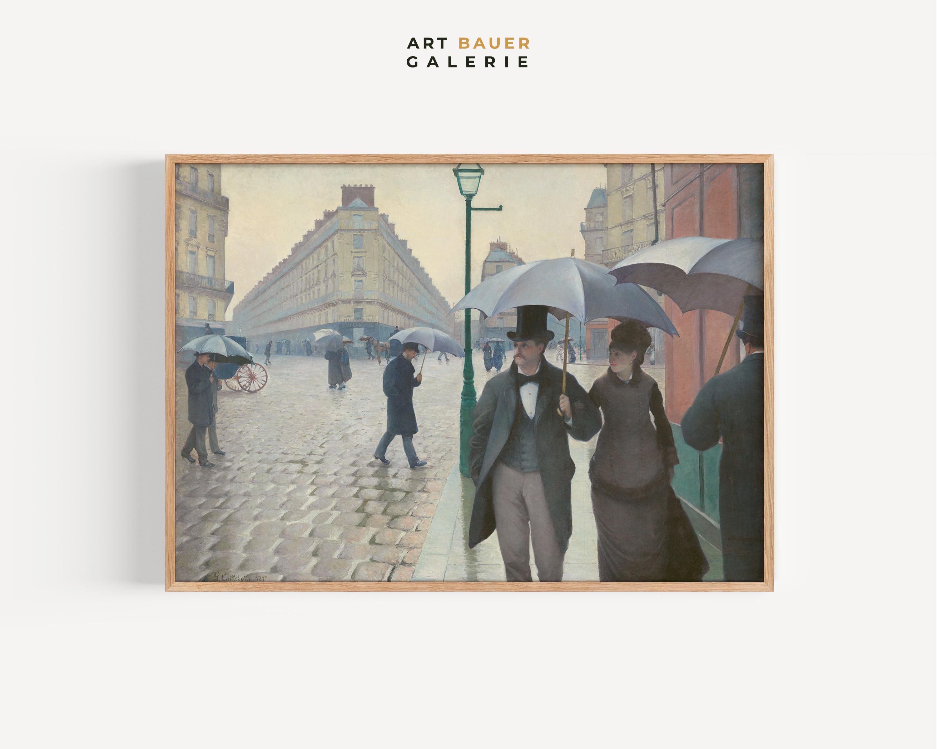 パリの街路; 雨の日 | 額入りプリント | カイユボット、1877年