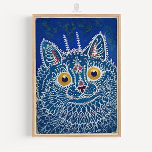 Gato en estilo gótico / Louis Wain, década de 1930 / Arte psicodélico de gatos, ilustración vintage de gatos, arte retro de gatos, dibujo de gatos / Impresión de galería