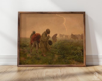 Thunderstorm | Framed Print | Jozef Chelmonski, 1896 | Polish Folk Art, Polish Art, Rural Scene Art, Thunderstorm Painting