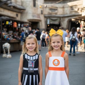 Vestido de niña de Star Wars y vestido de droide con lazo