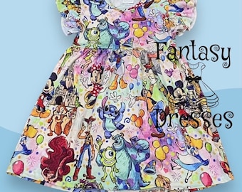 Colorful World of Characters Girl Dress