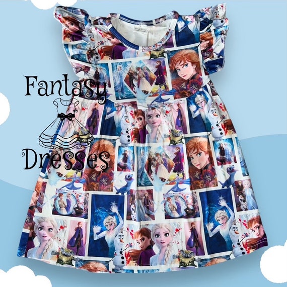 white christmas dresses Disney Frozen Anna and Elsa girl dress in cotton main image 0