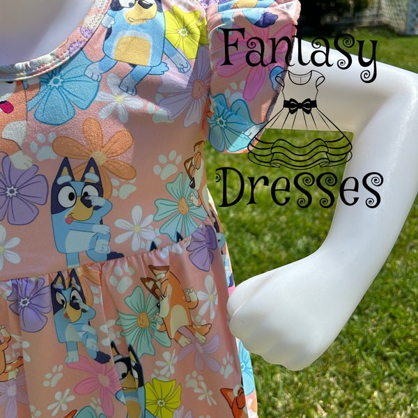 Dogs and Flowers Girl Dress