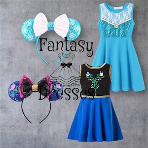Frozen Kleid Anna und Elsa Mädchen Kleid mit Ohren
