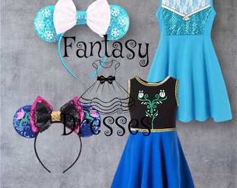 Vestido Frozen Vestido de niña Anna y Elsa con orejas
