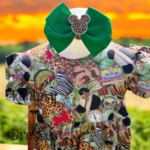 Mouse Safari Dress Animal Kingdom Dress and Bow