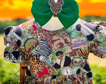 Maus Safari Kleid Tierkönigreich Kleid und Schleife